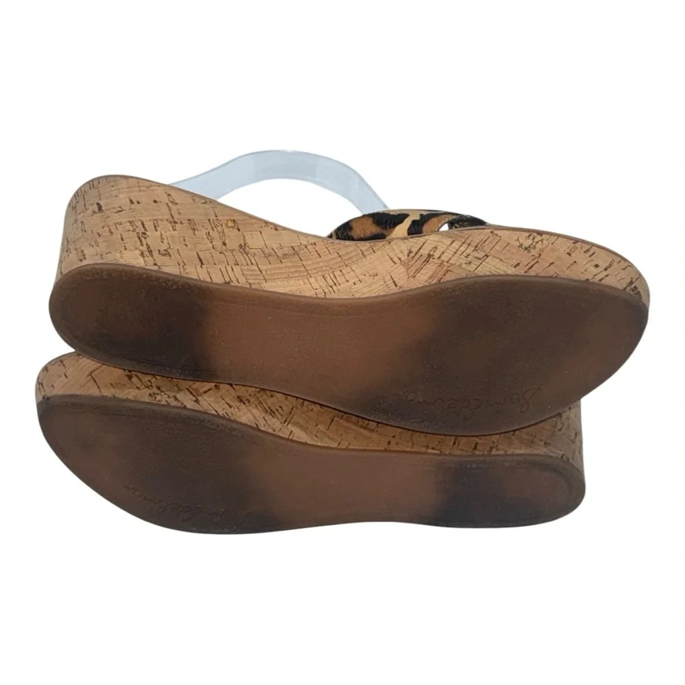 4056. Sam Edelman‎ Women's Leopard Print Cork Wedge Sandals Size 10